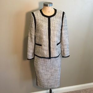 Ann Taylor Tweed Two Piece Skirt Suit with Blazer